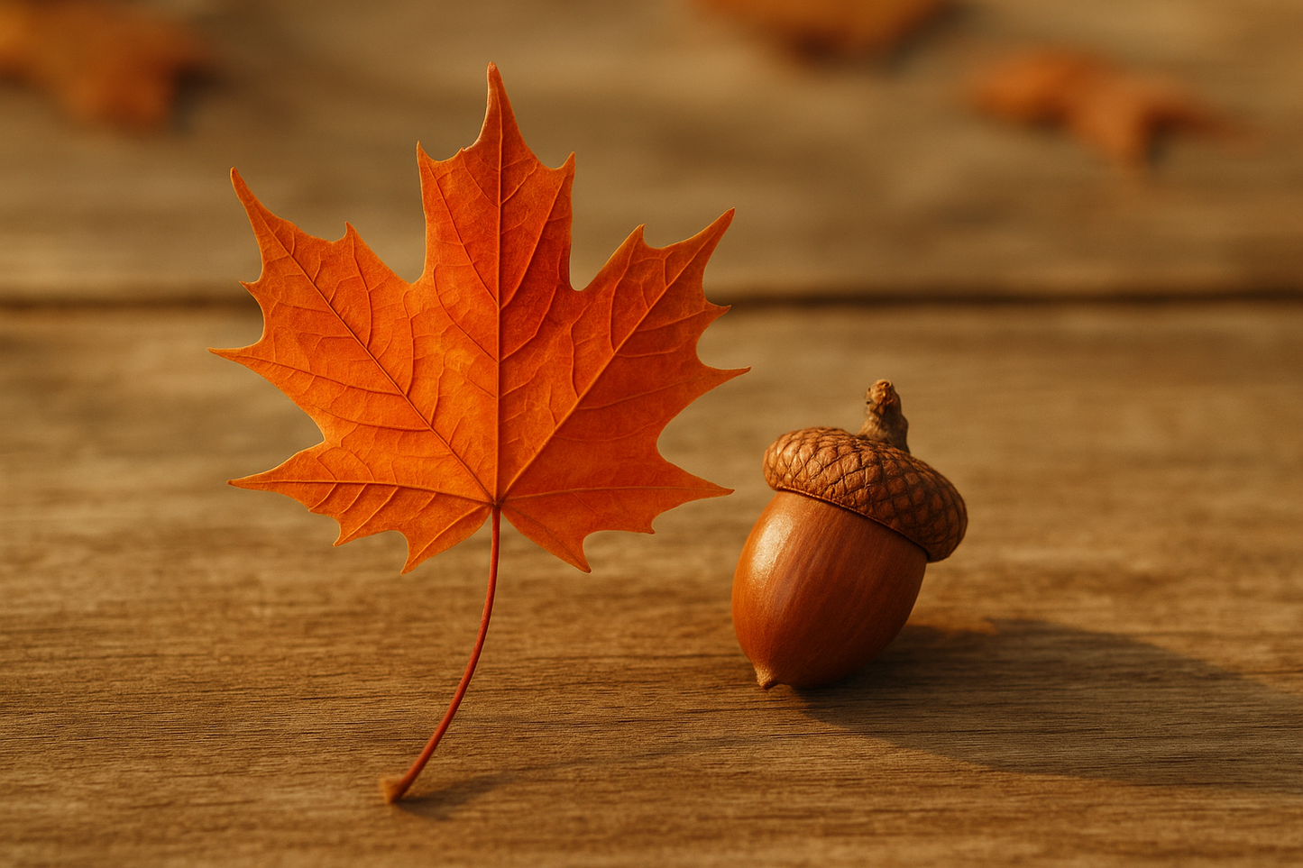maple leaf and acorn