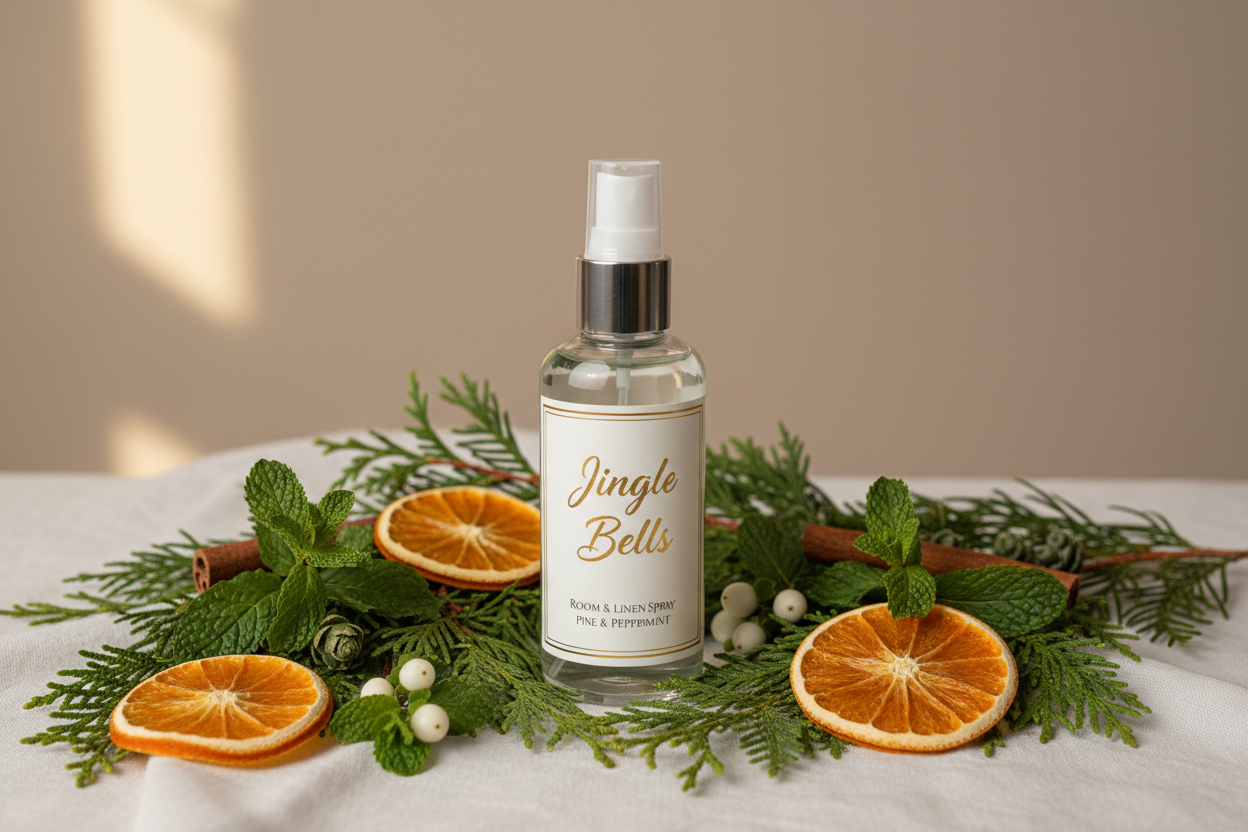 jingle bells room and linen spray cypress, peppermint, orange